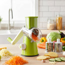 Rallador Manual Rotatorio 3 en 1 con Base de Succión – Rebanador, Triturador y Cortador de Verduras, Hortalizas y Quesos (Verde)