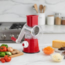Rallador Manual Rotatorio 3 en 1 con Base de Succión – Rebanador, Triturador y Cortador de Verduras, Hortalizas y Quesos (Verde)