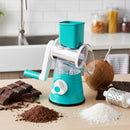 Rallador Manual Rotatorio 3 en 1 con Base de Succión – Rebanador, Triturador y Cortador de Verduras, Hortalizas y Quesos (Verde)